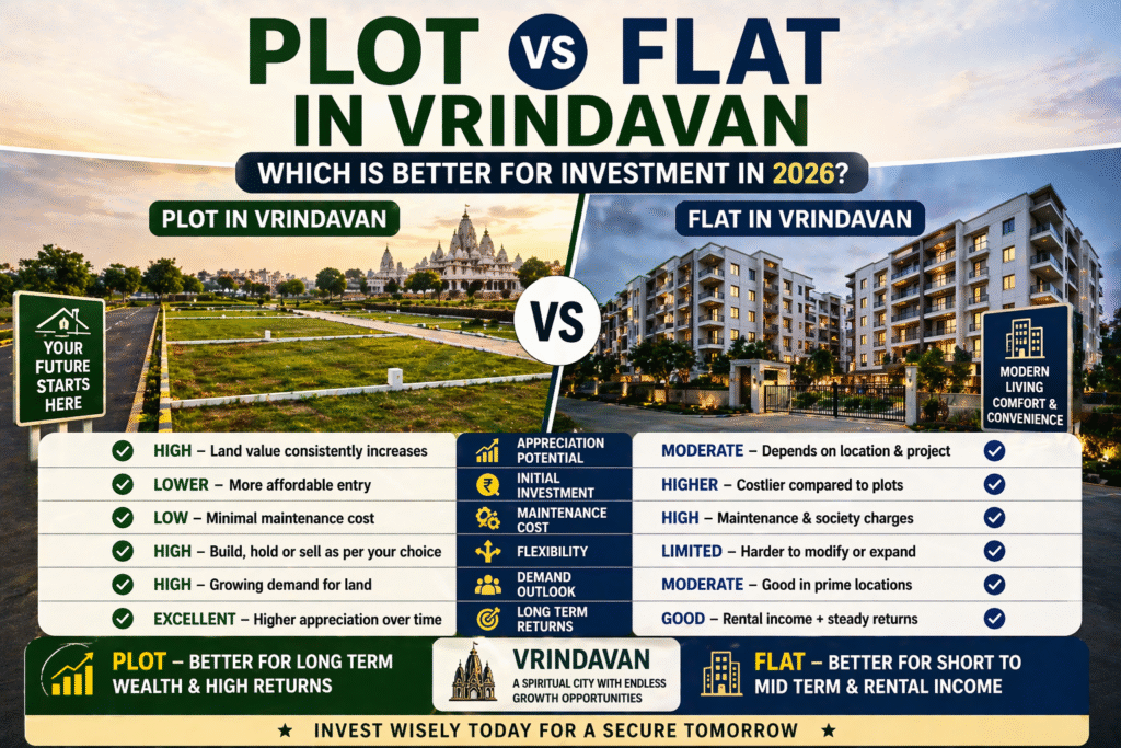 plot vs flat in vrindavan investment comparison guide