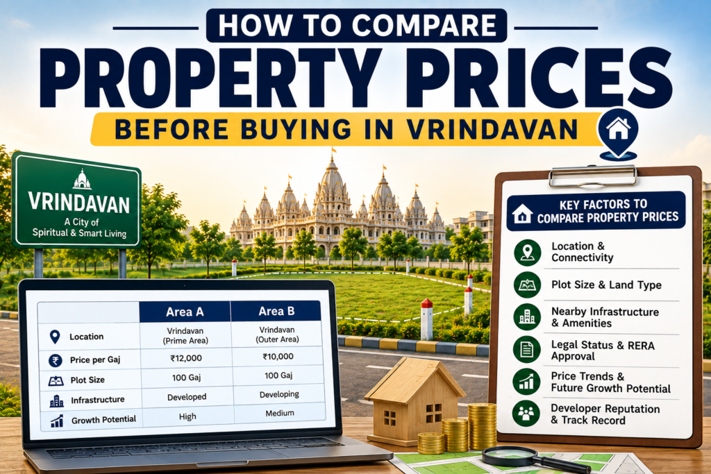 comparison of residential property prices and plots in Vrindavan