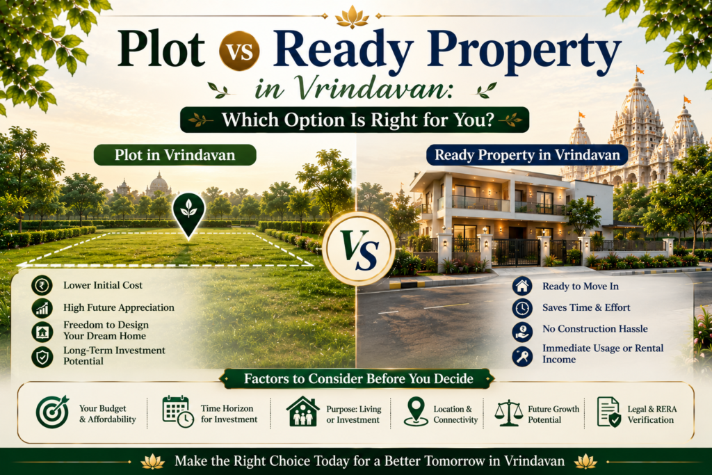 comparison between buying a plot and ready property in Vrindavan