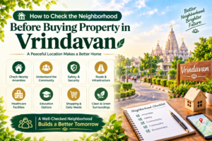 Featured Image Alt Text: Neighborhood factors to check before buying property in Vrindavan